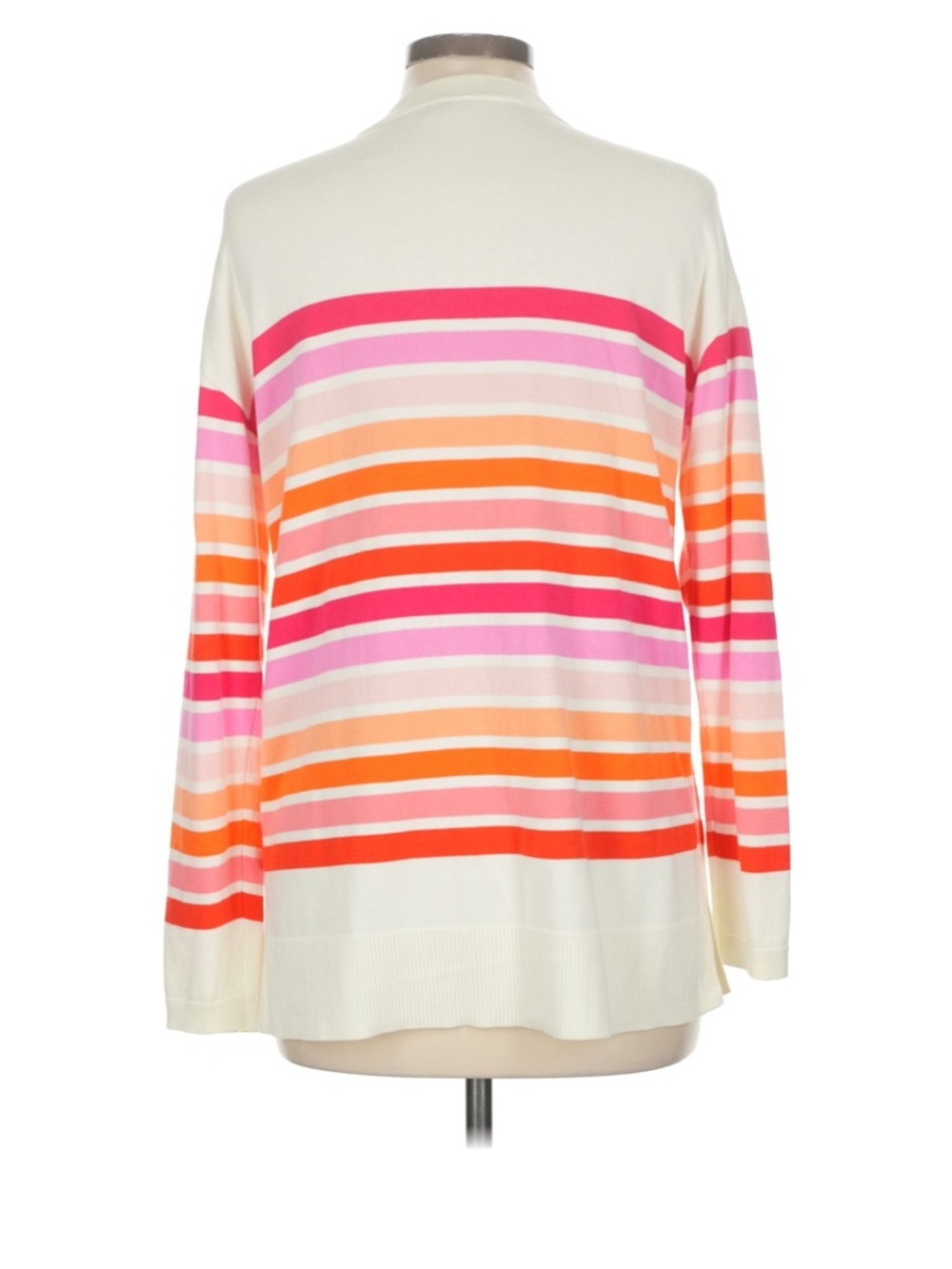 NEW Talbots Women's Vibrant Striped Cardigan - Cream, Pink, Orange a Large - Picture 3 of 3
